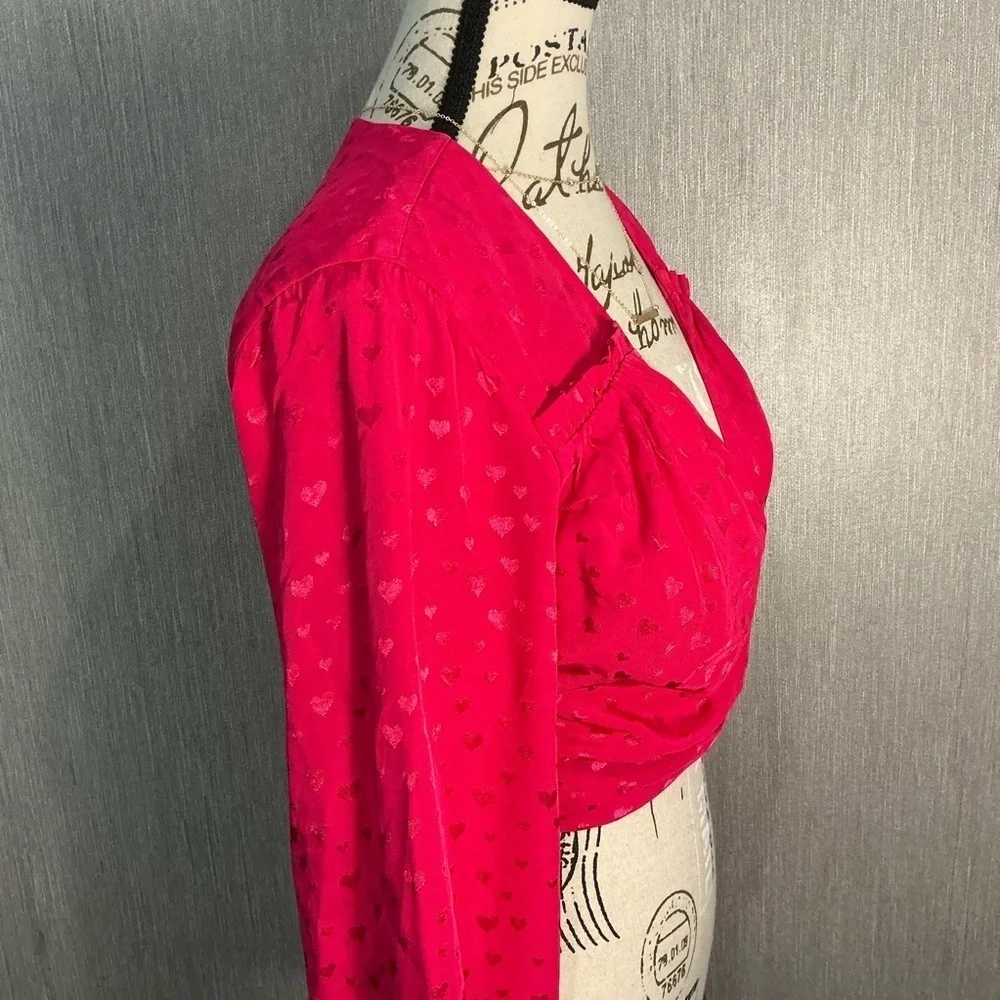 NWOT Elegant Pink Wrap Blouse Size Small